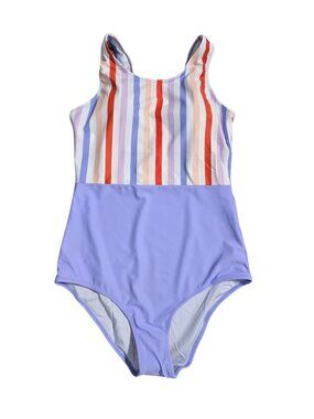 NWOT | Lavender & Candy Stripe Scoop Back High Leg One Piece Swimsuit | Large